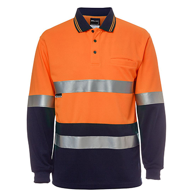 JB's Cotton Drill L/S Shirt  Orange Navy Tape