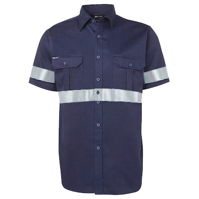 JB's Cotton Drill S/S Shirt Navy Blue Tape