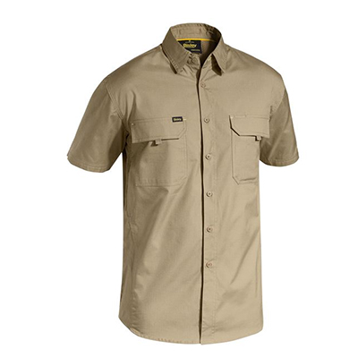 Khaki Brown Cotton Drill S/S Shirt