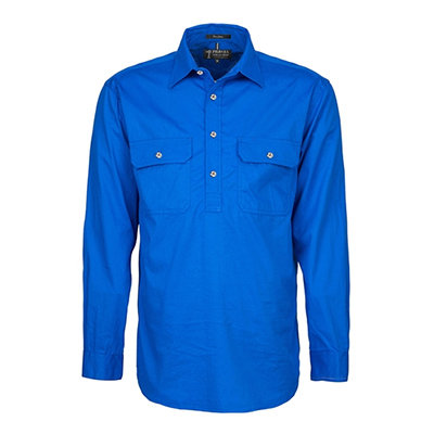 Pilbara Men Closed Front Shirt L/S Cobalt Blue S-RM200CF