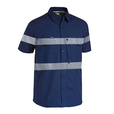 Redaa Cotton Drill S/S Shirt Navy Blue Tape