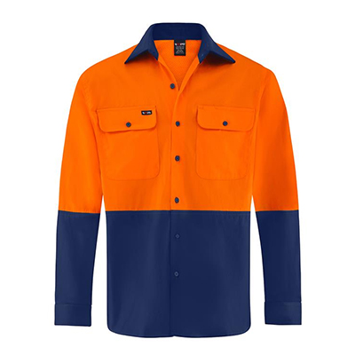 Redaa Cotton Drill L/S Shirt Orange Navy