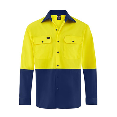 Redaa Cotton Drill L/S Shirt  Yellow Navy