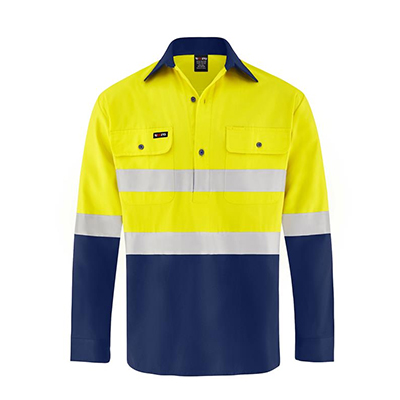 Redaa Cotton Drill L/S Shirt  Yellow Navy Tape