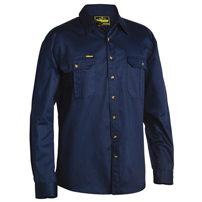 Redaa Cotton Drill L/S Shirt Navy Blue