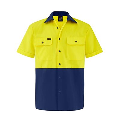 Redaa Cotton Drill S/S Shirt  Yellow Navy