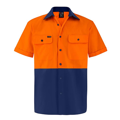 Redaa Cotton Drill S/S Shirt Orange Navy