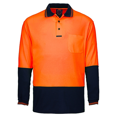 Ritemate -Hi Viz Polo Shirt L/S Orange Navy RM2346