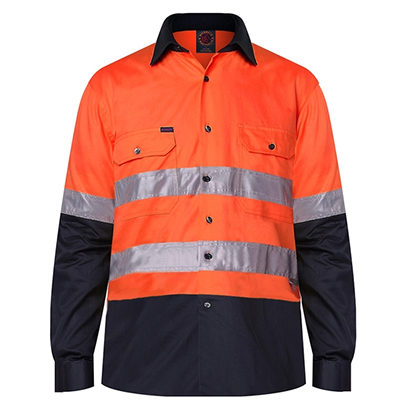 Ritemate Orange Navy L/S Shirt With 3M Tape RM1050R