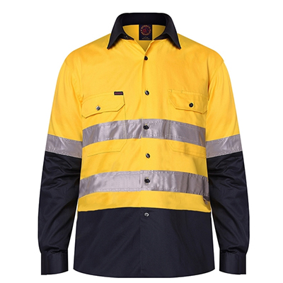 Ritemate Yellow Navy L/S Shirt With 3M Tape RM1050R