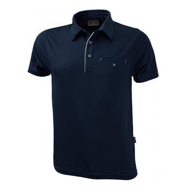 Stencil Polo T Shirt Men Navy White Piping