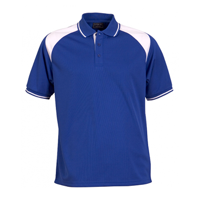 Stencil Polo T Shirt Men Royal Blue White Piping