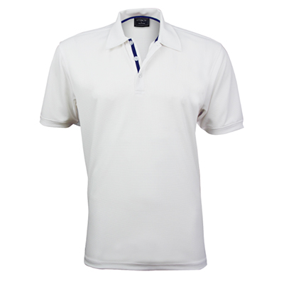 Stencil Polo T Shirt Men White Navy Piping